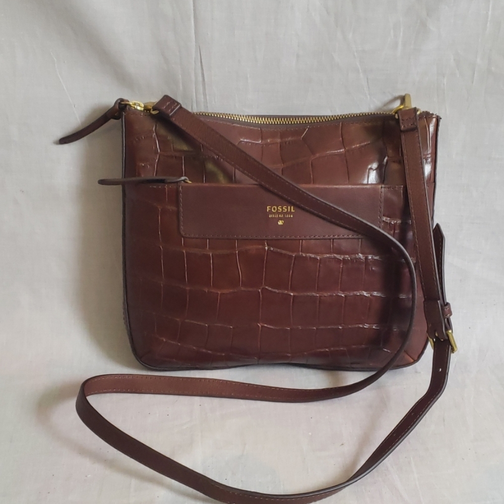 FOSSIL Sling Bag Medium Leather Brown